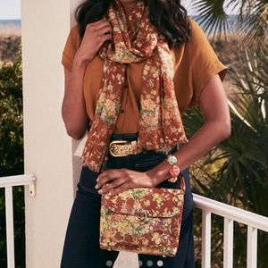 Patricia Nash Leather*Bonus Scarf* Crossbody-Vintage Botanical Garden